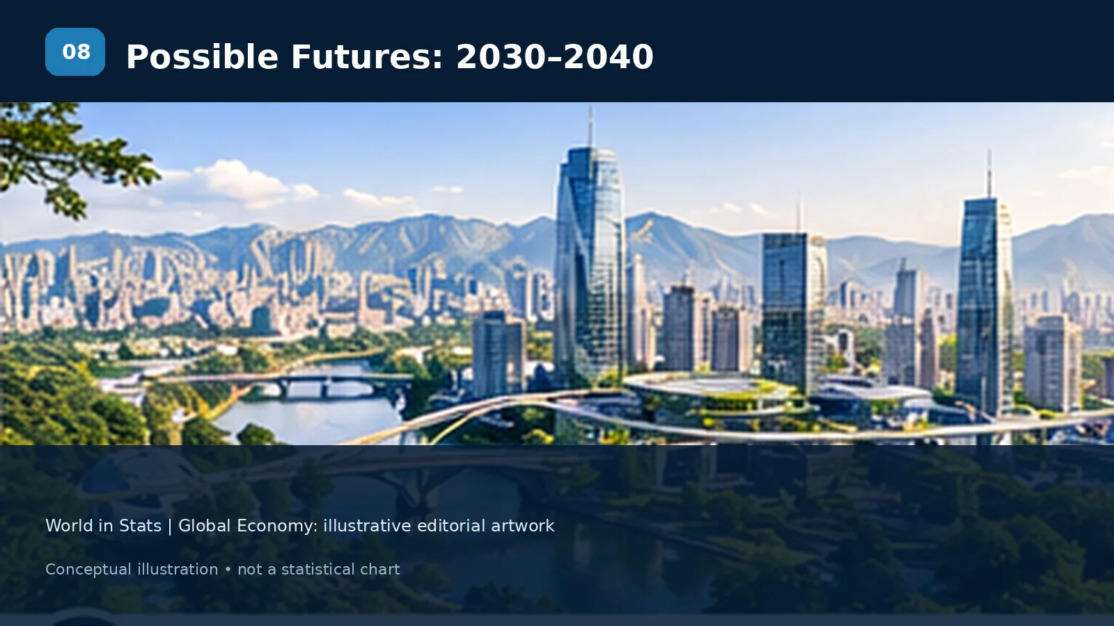 Conceptual illustration of potential future urban infrastructure and economic development.